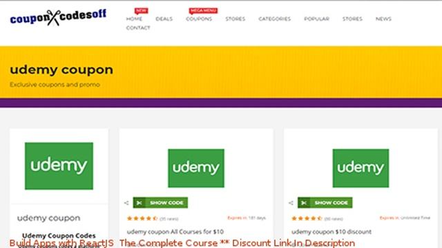Build Apps with ReactJS: The Complete Course coupon - udemy discount смотреть онлайн