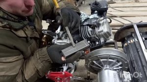 Самодельный снегоход Хантер500.  Установка и регулировка двигателя.