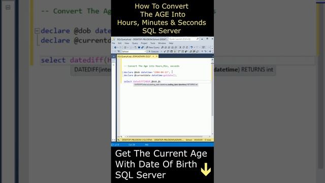 Convert the age into Hours, Minutes, seconds sql server