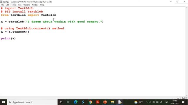 Spell-check with Python - TextBlob
