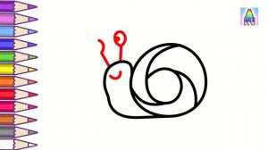 Как нарисовать УЛИТКУ ИЗ ЦИФРЫ 6 | Раскраска для детей Животные из цифр | Coloring Kids