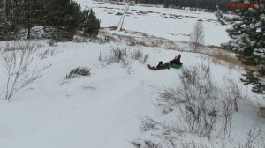 Катание на горе у деревни Кузнецово на реке Сунжа.