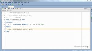 PL/SQL tutorial 5: PL/SQL Constants in Oracle Database  By Manish Sharma RebellionRider.com