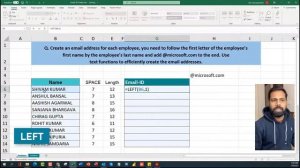 Excel in Hindi -Text Function LEFT, RIGHT, FIND, LEN - Employee’s Email Address #Skrlearningpoint