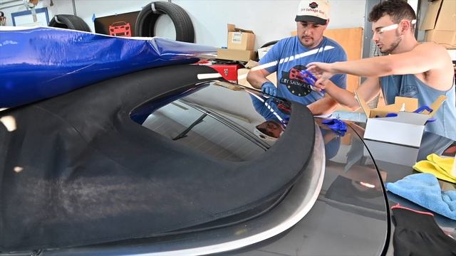 How to Glue a Convertible Top  Window Repair// Convertible Top Seam Repair// Glass Repair