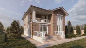 Проект двухэтажного дома с балконом. Дом из газобетона. Проекты домов АртПро.