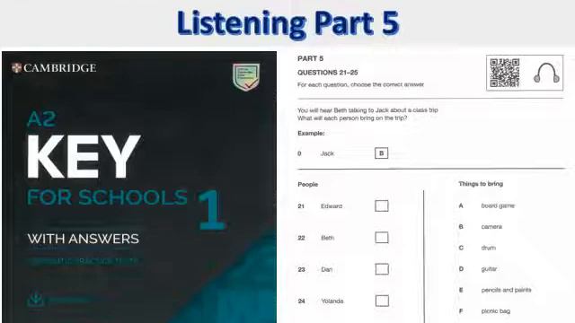 A2 Key for school 1- Test 1 Listening part 5 смотреть онлайн