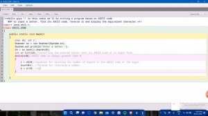 JAVA PROGRAM ON ASCII CODE