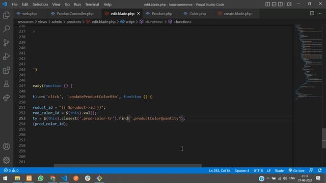 Laravel 9 Ecommerce - Part 14: Edit, Update, Delete Product Color with Quantity using Ajax Laravel