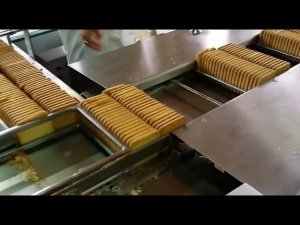 Упаковка сахарного печенья на ребре в пакет типа конверт X Fold с автоподачей в 2 ряда