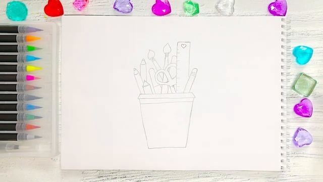 Рисуем милую канцелярию к 1 Сентября Красивые легкие рисунки Канал Мама Рисует