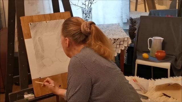 Мастер-класс "Учусь рисовать". Тема : "Тональный натюрморт", часть вторая (нанесение штриховки). смотреть онлайн