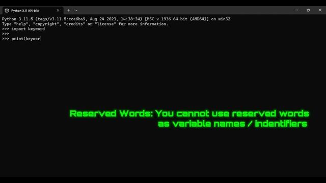 Python Reserved Words