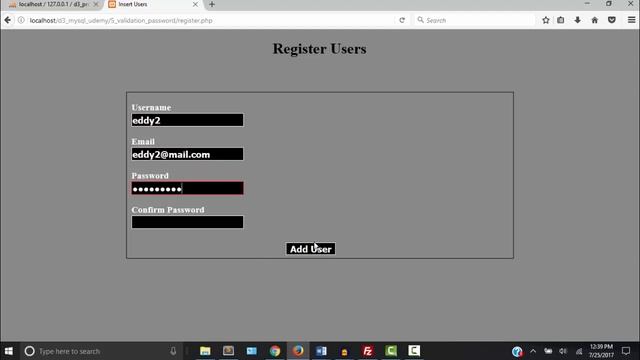 PHP MySql validate password before entering into database смотреть онлайн