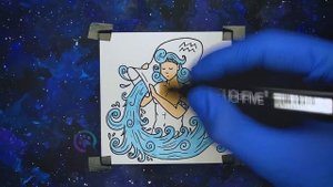 Водолей знак Зодиака ♒ (рисунок маркерами)