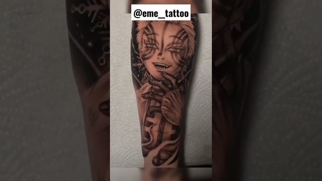 ?AKAZA - KIMETSU NO YAIBA Anime TATTOO? by @eme__tattoo #shorts