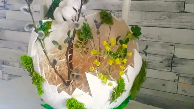 Декор к Пасхе | вазочка - скорлупа | дерево бонсай из мха | DIY смотреть онлайн