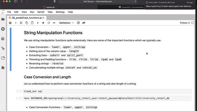 Mastering SQL - Postgresql - Pre-defined Functions - String Manipulation Functions