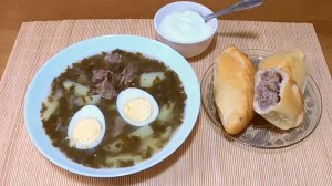 ЩАВЕЛЕВЫЙ СУП и пирожки с МЯСОМ сытные и вкусные.