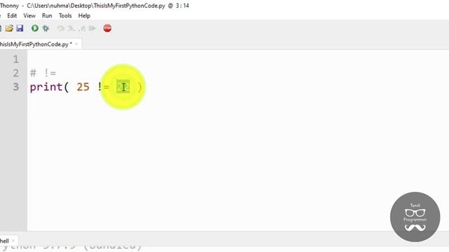 Comparison Operators In Python With Example | Tutorial in Tamil | Tamil Programmer