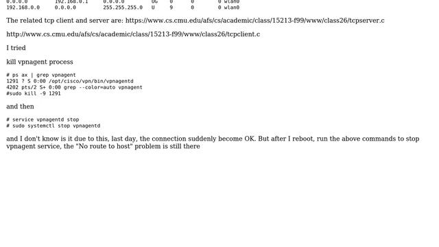 TCP connect: No route to host смотреть онлайн