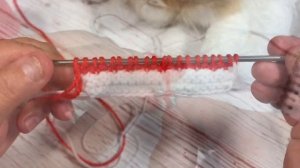 Узоры спицами. Цветные полоски с узелками.