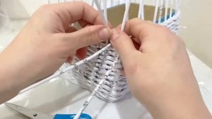 Плетение из бумажных (офисной) трубочек. Мой первый опыт в плетении прямоугольной корзины.