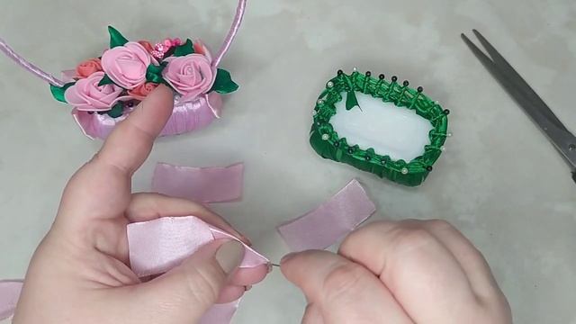 Корзиночка с цветами  из атласных лент и мыла . Мастер класс #корзиночкаканзаши #корзиночкаизмыла