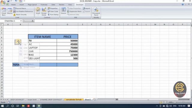 HOW TO MAKE Small Application In Excel- Use of Check Box-Advanced Excel Format Tricks... In Hindi