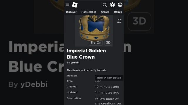 sniping the Imperial Golden Blue Crown #roblox #robloxfunny #ugc #sniper #shorts