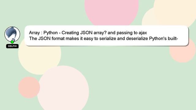 Array : Python - Creating JSON array? and passing to ajax