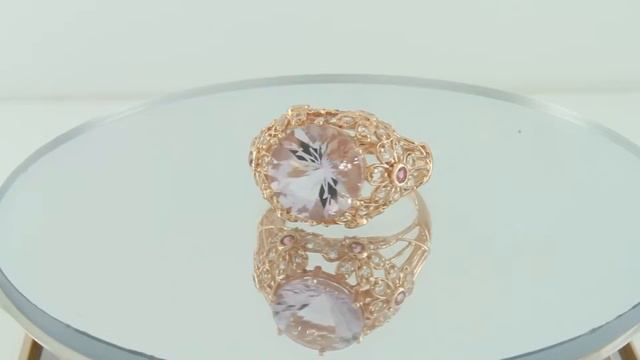 Estate 5.70ct Pink Amethyst , White Topaz & Sapphire 14k Rose Gold Ring .