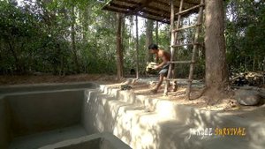 Build the Most Amazing Bamboo Villa Home heated Swimming Pool and Water Slide in The Jungle