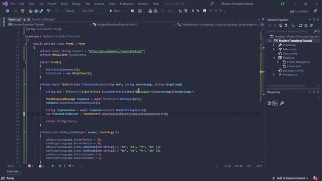 C# Tutorial: Code your own C# Translator using a free API!