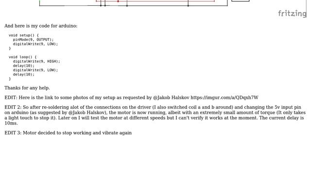 Electronics: Stepper motor vibrating and not turning 2 Solutions!!