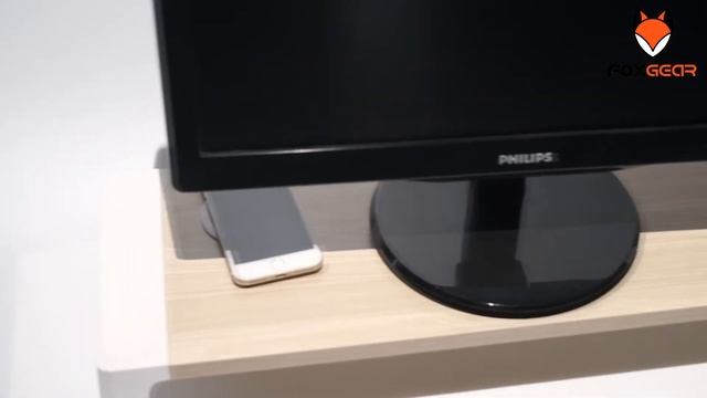 Подставка под монитор с беспроводной зарядкой для телефона FoxGear STB-146, деревянная смотреть онлайн