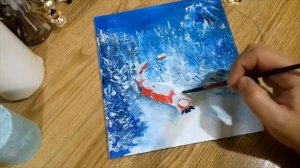 Easy Acrylic painting| Christmas train| Picture # 49| Рождественский поезд