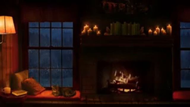 Звук костра камина и дождя за окном для сна Rain and Fireplace Sounds at Night смотреть онлайн