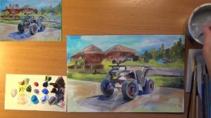 Как нарисовать квадроцикл. Акрил