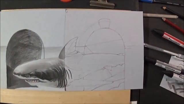 3D рисунок - Большая белая акула смотреть онлайн