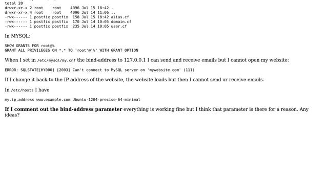 DevOps & SysAdmins: Postfix error: warning mysql: /etc/postfix/maps/alias.cf lookup error смотреть онлайн