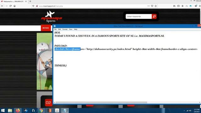 POC- XSS - MAXIMASPORT.NL