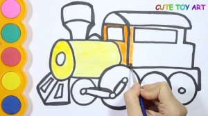 ПАРОВОЗИК Мультик-Раскраска для детей | Рисуем ПОРОВОЗИК