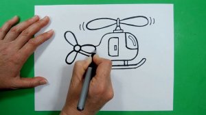 How To Draw Helicopter . Easy. Step by step. Drawing for kids. Як намалювати гелікоптер.