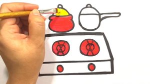 Kак нарисовать газовую плиту ? | How to draw a gas stove?