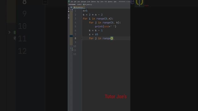 Alphabet Equilateral Triangle Pattern in Python | Tutor Joes