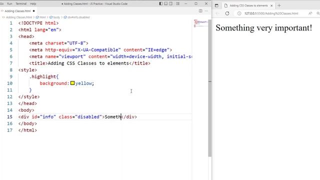 Adding css classes to elements by js | dom styling in js