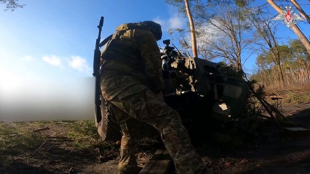 Боевая работа расчётов гаубиц Д-30 ЦВО на Краснолиманском направлении