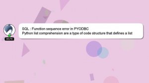 SQL : Function sequence error in PYODBC