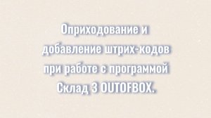 Оприходование и добавление штрих-кодов при работе с программой Склад 3 OUTOFBOX.